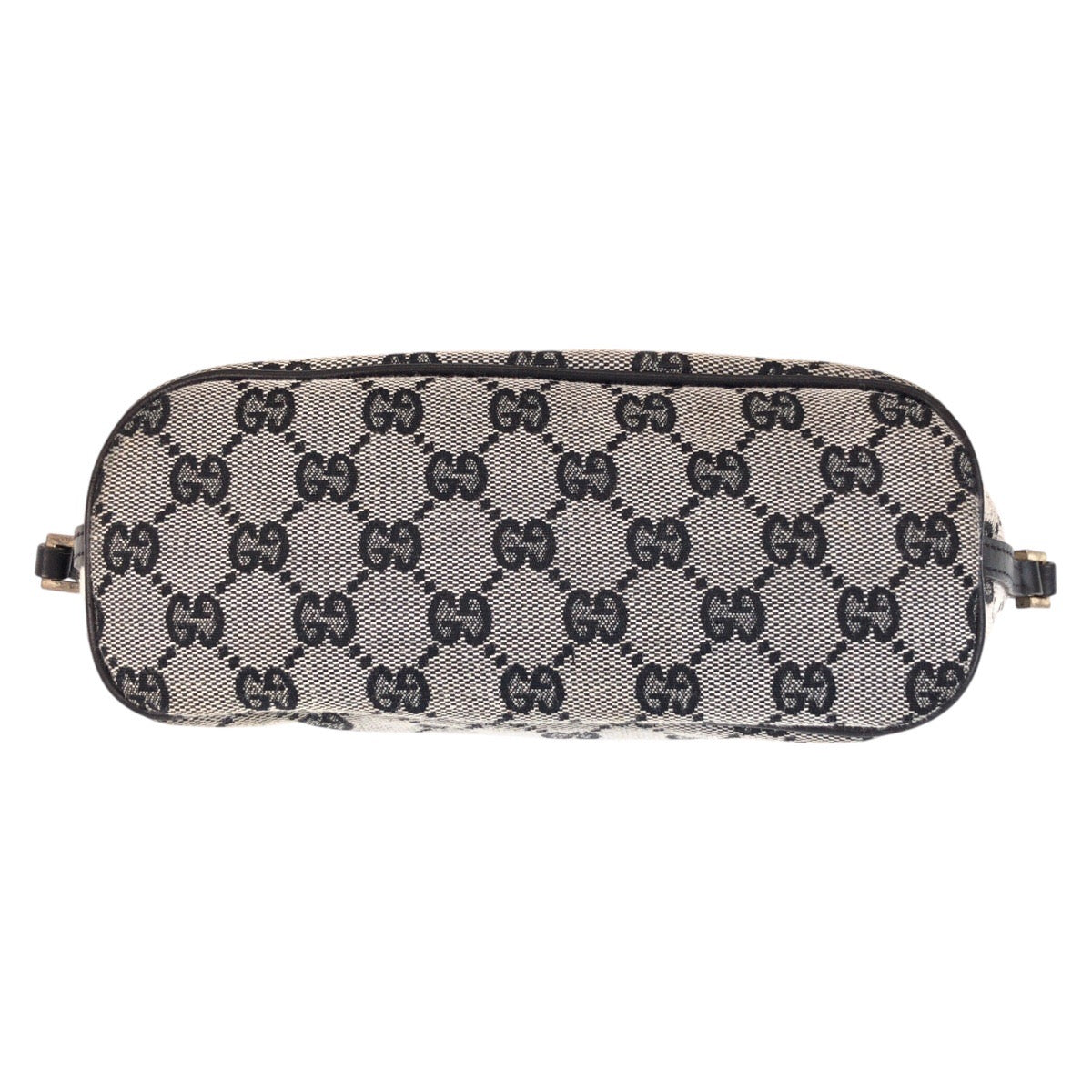 Gucci Handbag 039 1103 Gg Canvas, Leather Grey Black Silver Metal Handbag Accessory Pouch Women Used Authentic