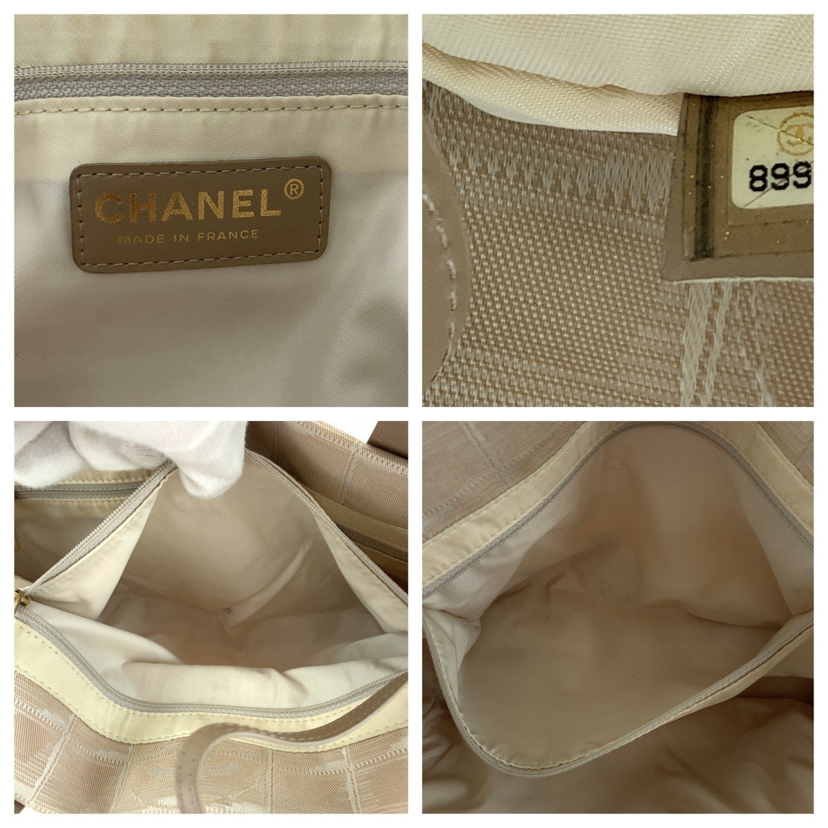 Chanel Tote Bag Canvas, Leather Pink Beige Tote Bag Shoulder Bag New Travel Line Women Used Authentic