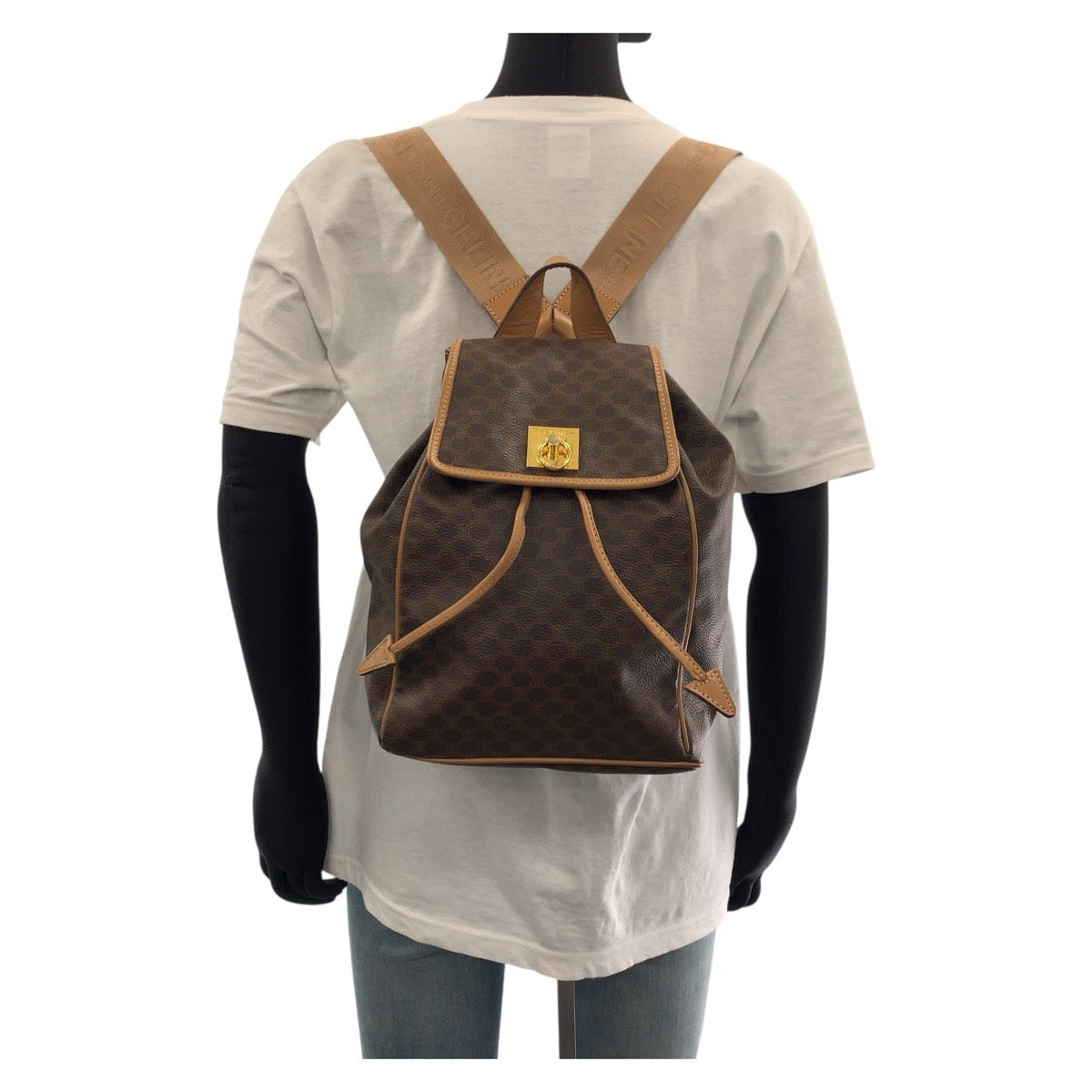 Celine Backpack Pvc, Leather Brown Gold Metal Backpacks & Daypacks Backpacks Macadam Women Used Authentic