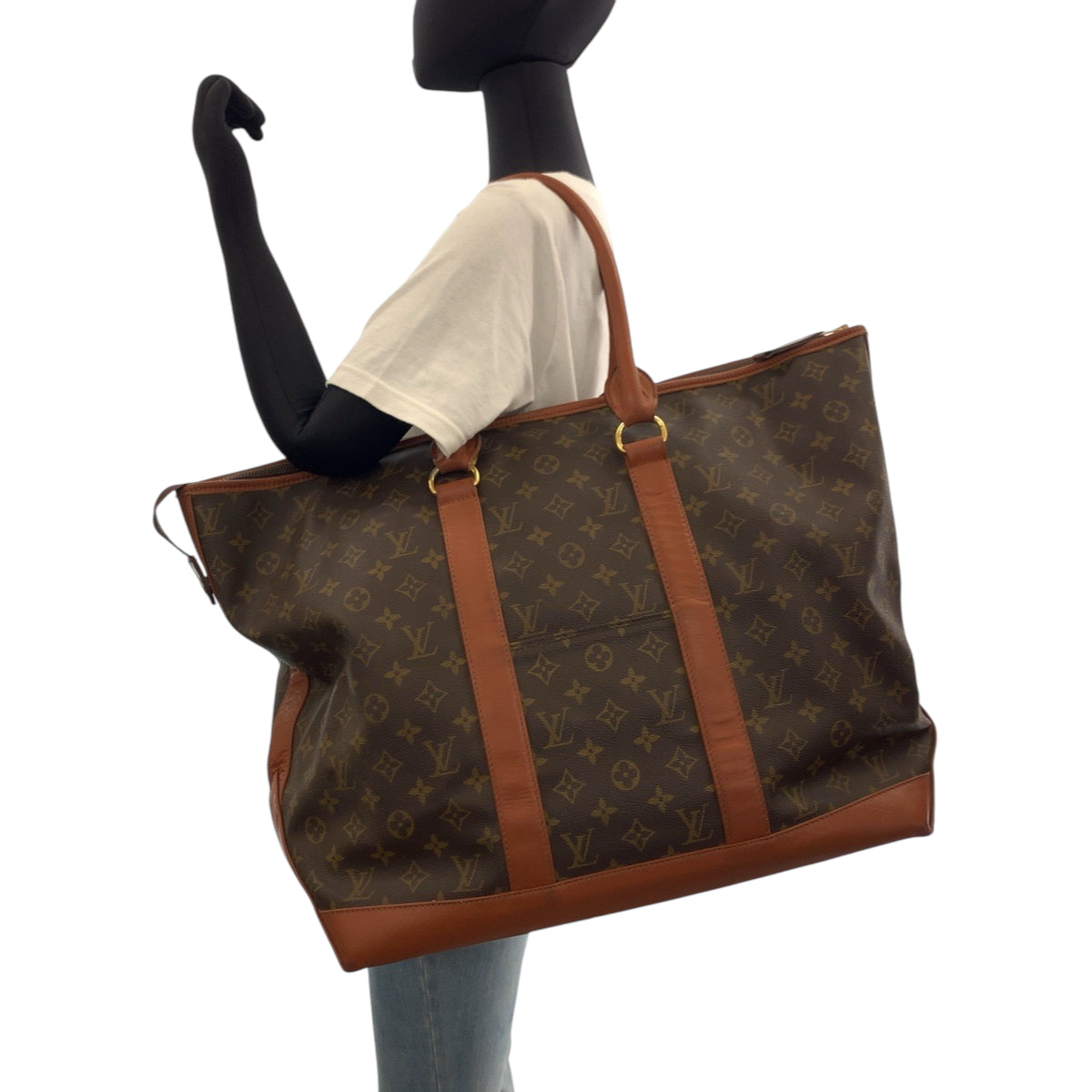 Louis Vuitton Tote Bag M42420 Pvc Brown Gold Metal Monogram Sack Weekend Gm