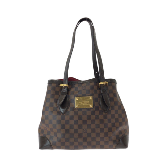 Louis Vuitton Tote Bag N51204 Pvc Brown Gold Metal Tote Bag Shoulder Bag Damier Ebene Hamstead Mm Women Used Authentic