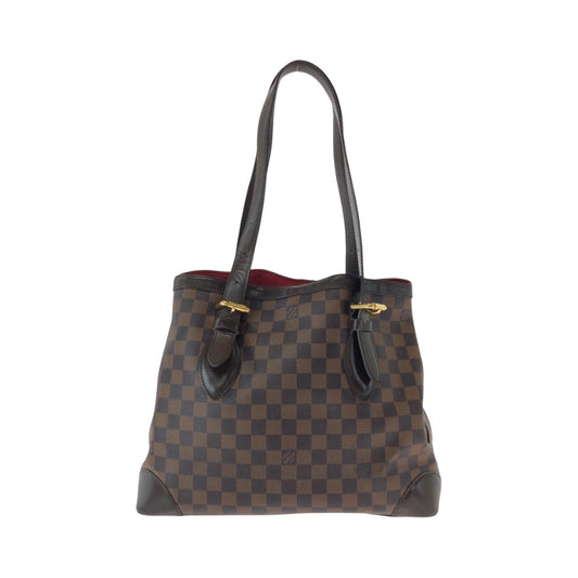 Louis Vuitton Tote Bag N51204 Pvc Brown Gold Metal Tote Bag Shoulder Bag Damier Ebene Hamstead Mm Women Used Authentic