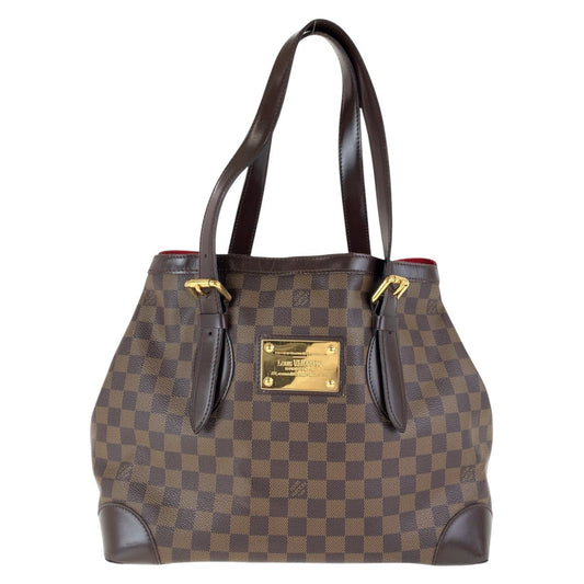 Louis Vuitton Tote Bag N51204 Pvc, Leather Brown Gold Metal Tote Bag Shoulder Bag Damier Hamstead Mm Women Used Authentic