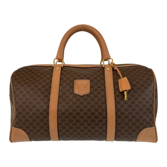 Celine Boston Duffel Bag Pvc, Leather Brown Gold Metal Boston Duffel Bag Travel Bag Macadam Women Used Authentic