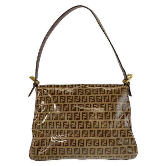 Fendi Shoulder Bag Enamel Brown Zucchino Mamma Bucket