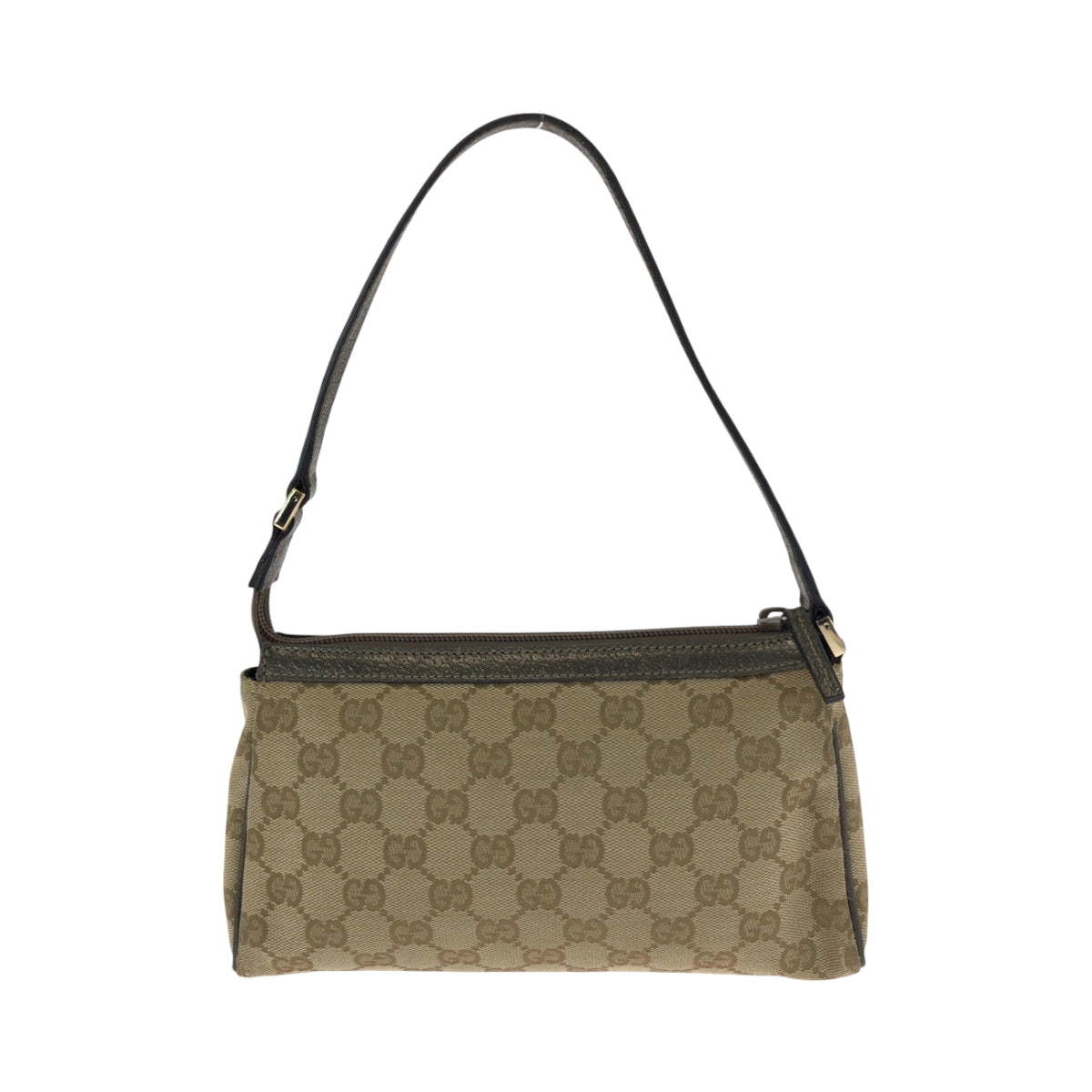 Gucci Handbag 145750 Canvas Brown Metallic Khaki Gray Gold Metal Handbag Accessory Pouch Women Used Authentic