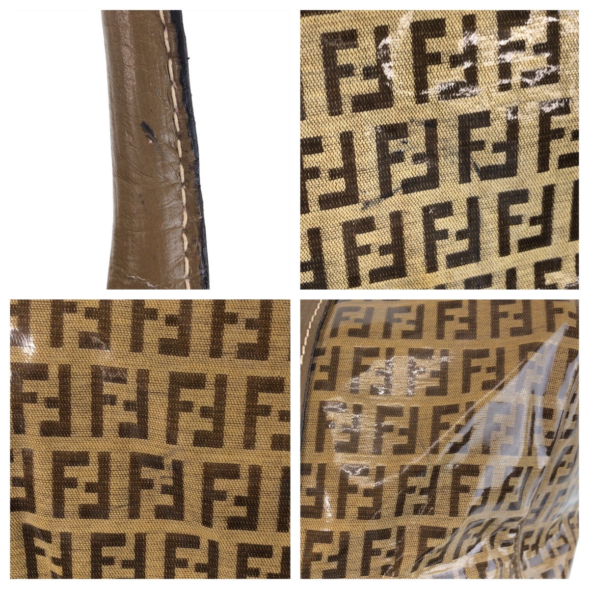 Fendi Handbag Pvc Beige Zucca