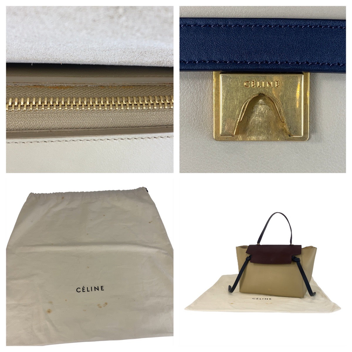 Celine Shoulder Bag Leather Beige Belt Bag