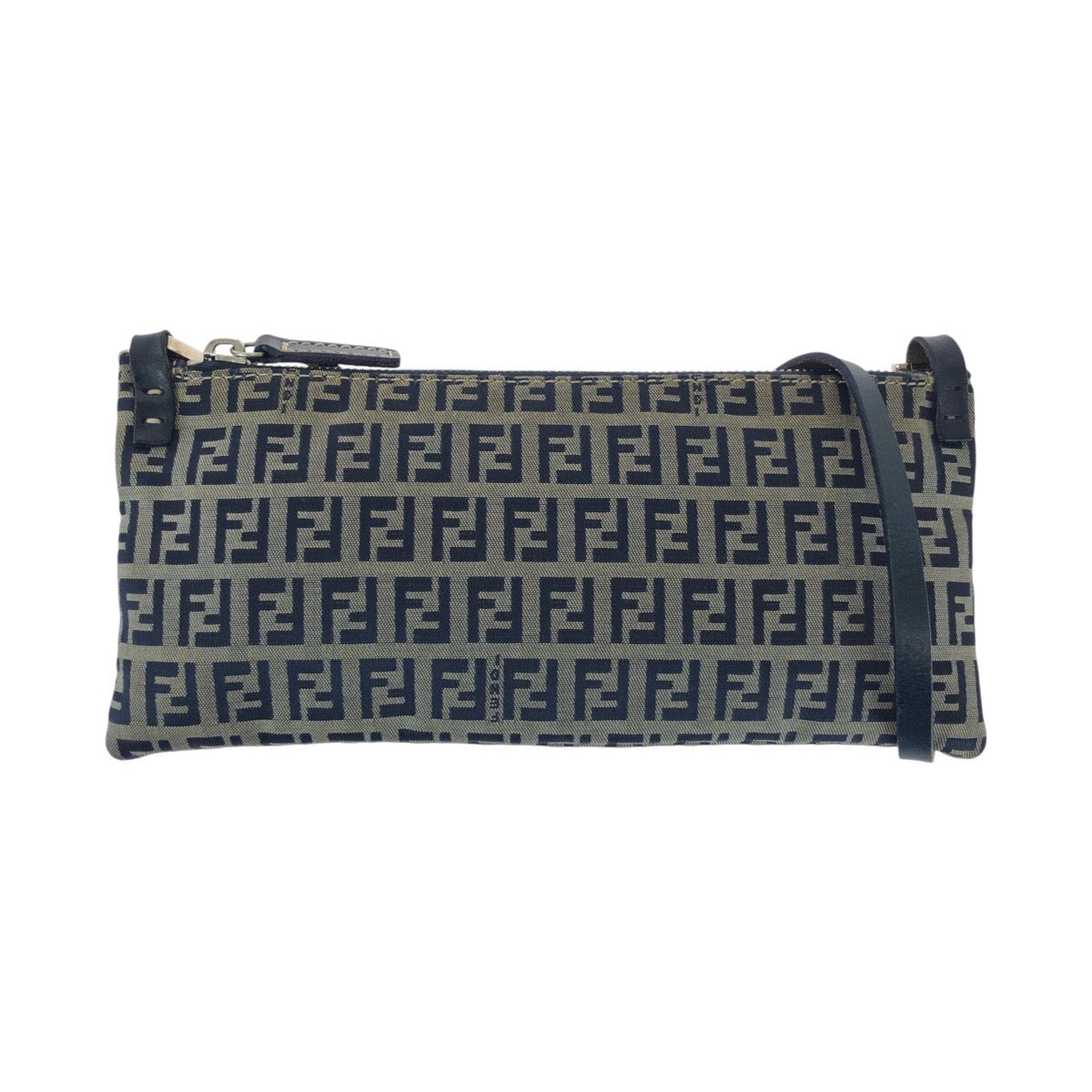 Fendi Shoulder Bag Canvas Gray Zucchino