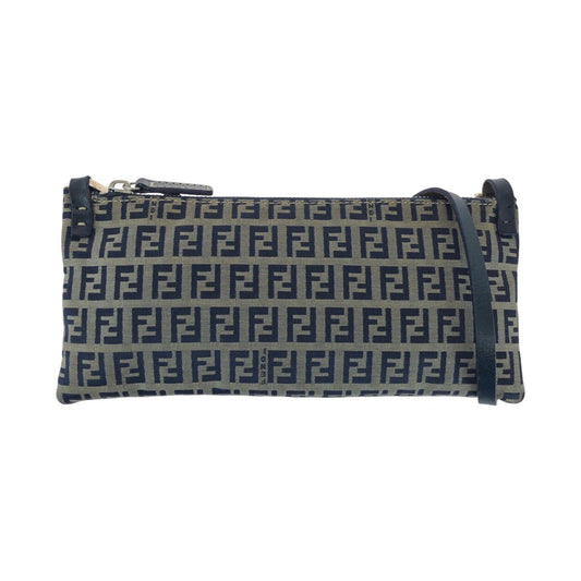 Fendi Shoulder Bag Canvas Gray Zucchino