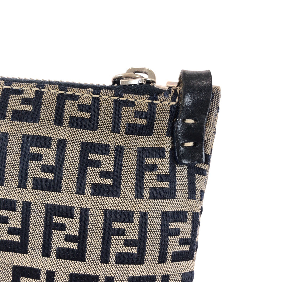 Fendi Shoulder Bag Canvas Gray Zucchino