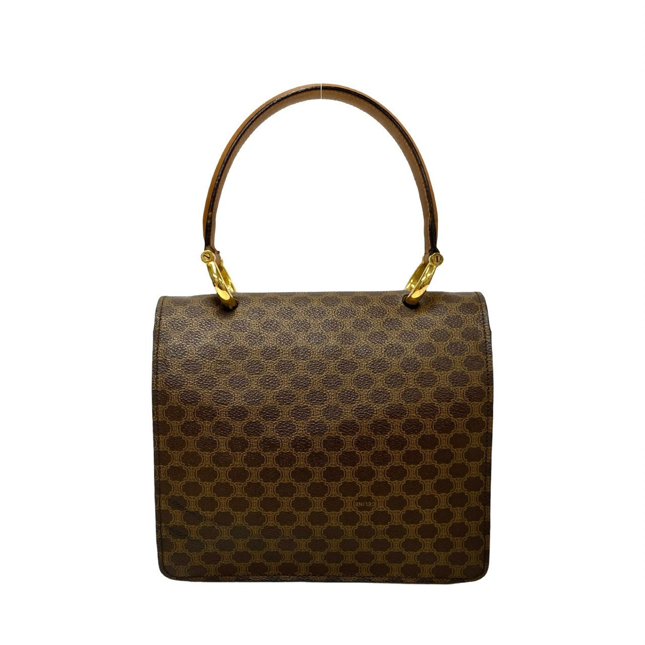 Celine Handbag Leather, Pvc Brown Macadam Blazer Pattern Gancini Metal Double Flap Women Used Authentic