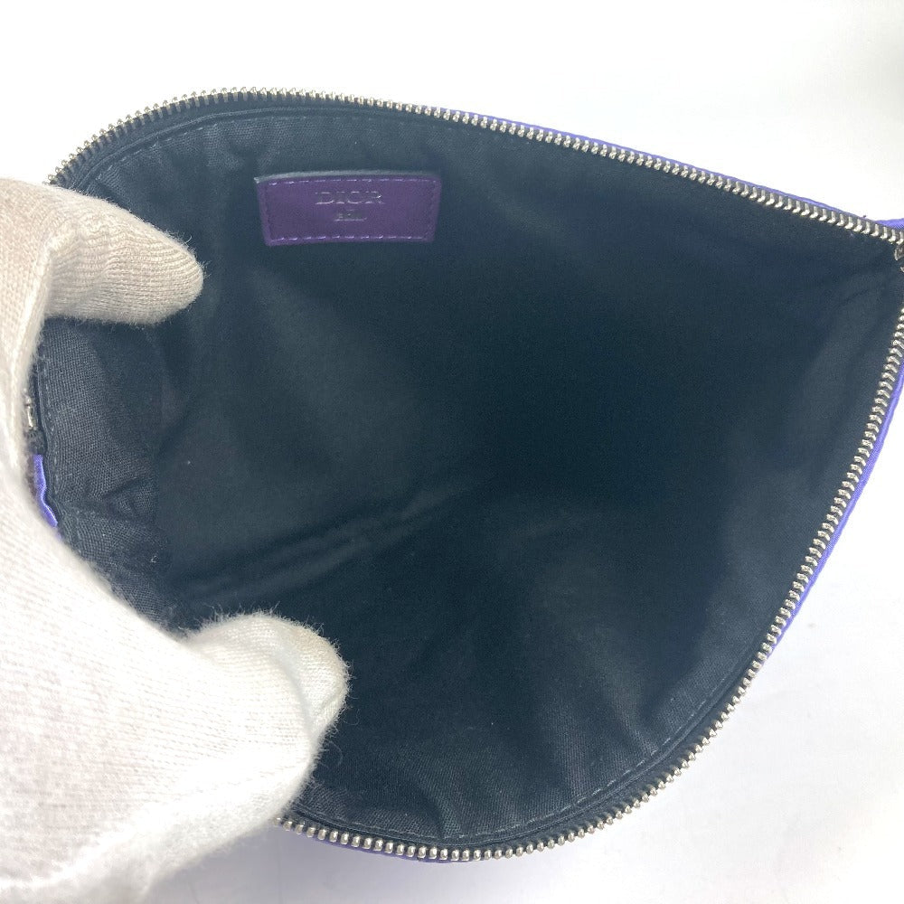 Dior Clutch Bag Nylon Purple Erl Collaboration Oblique Logo Mens Used Authentic