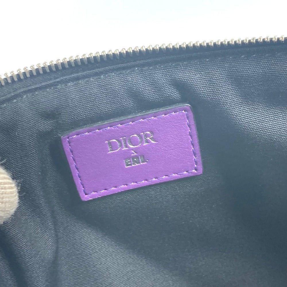 Dior Clutch Bag Nylon Purple Erl Collaboration Oblique Logo Mens Used Authentic