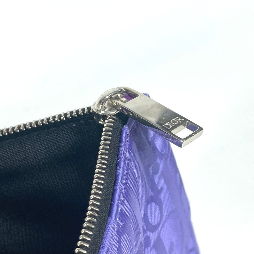 Dior Clutch Bag Nylon Purple Erl Collaboration Oblique Logo Mens Used Authentic