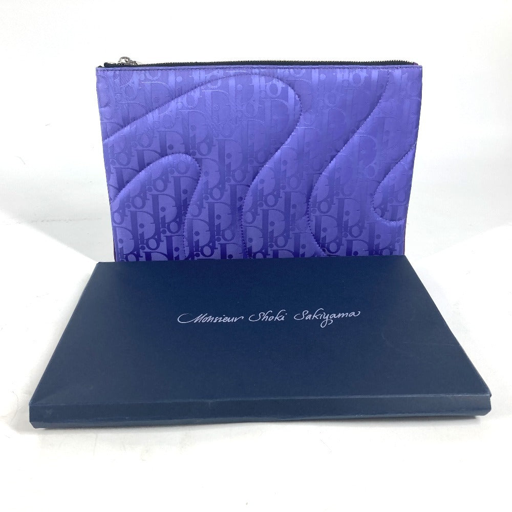 Dior Clutch Bag Nylon Purple Erl Collaboration Oblique Logo Mens Used Authentic