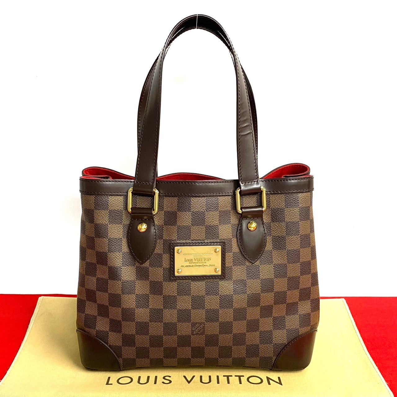 Louis Vuitton Tote Bag Leather, Pvc Brown Damier Hamstead Pm Women Used Authentic