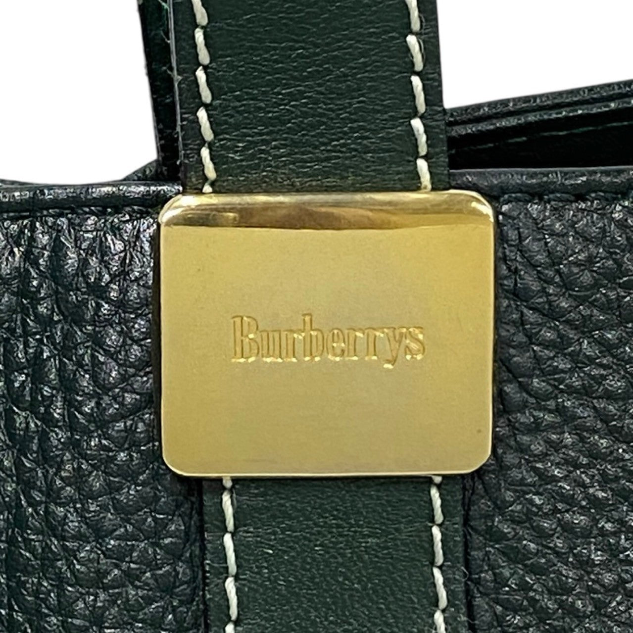 Burberry Handbag Leather Green Logo Metal Nova Check Mens(unisex) Used Authentic