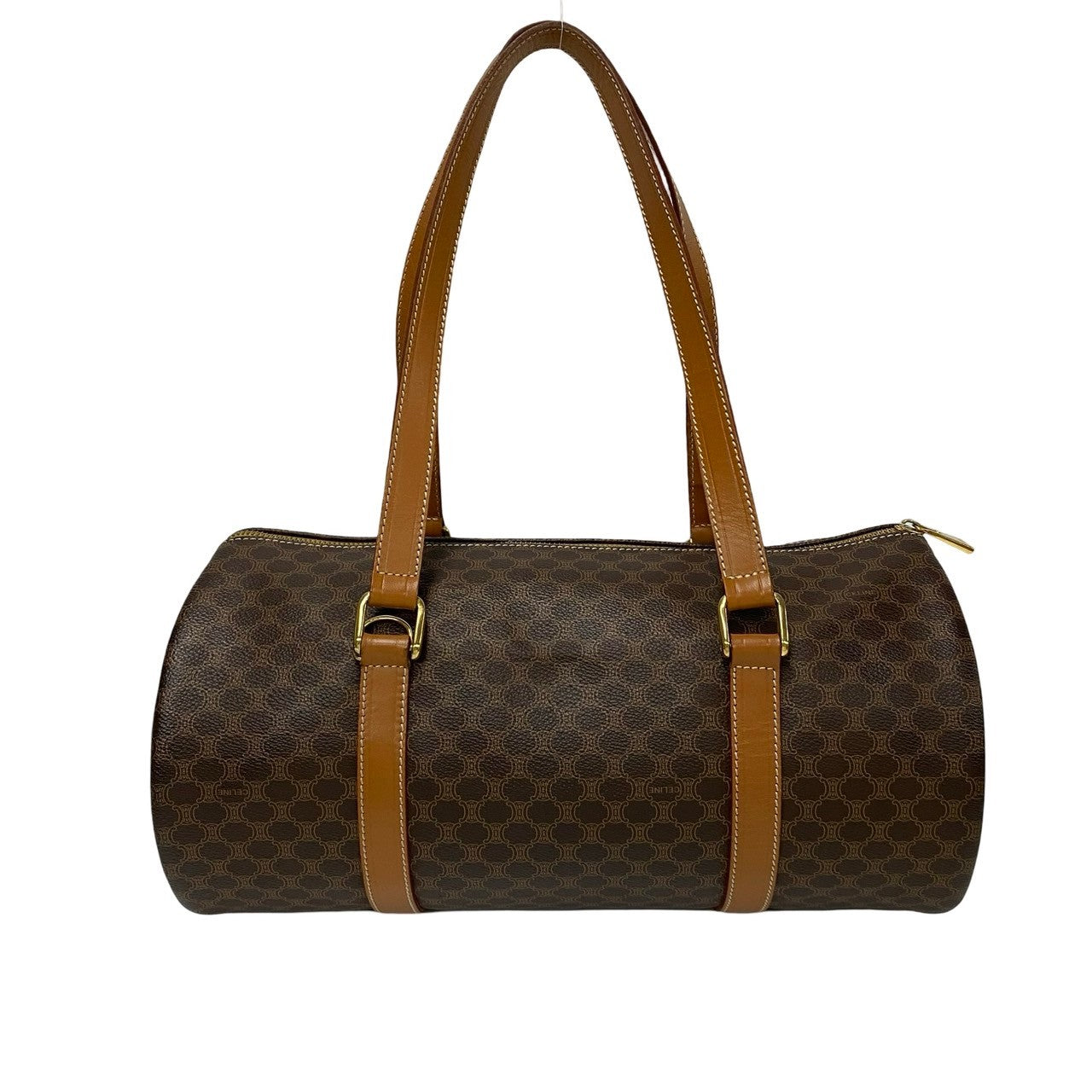 Celine Shoulder Bag Leather, Pvc Brown Macadam Blason Triomphe Pattern Women Used Authentic