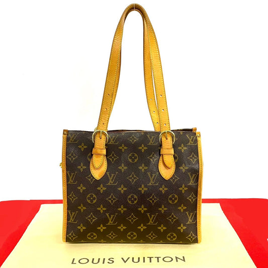 Louis Vuitton Tote Bag M40007 Leather, Pvc Brown Monogram Popan Cool O Women Used Authentic