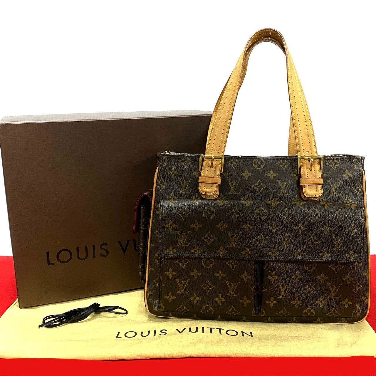 Louis Vuitton Tote Bag M51162 Leather, Pvc Brown Monogram Multiply Cite Women Used Authentic