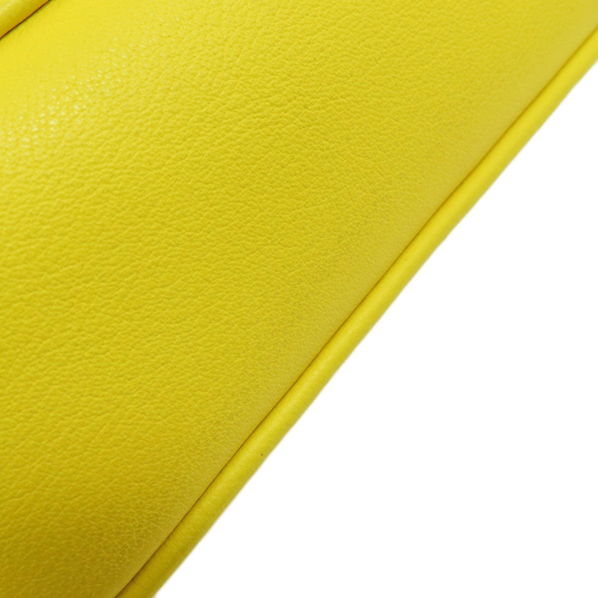 Balenciaga Shoulder Bag Leather Yellow Logo Women Used Authentic