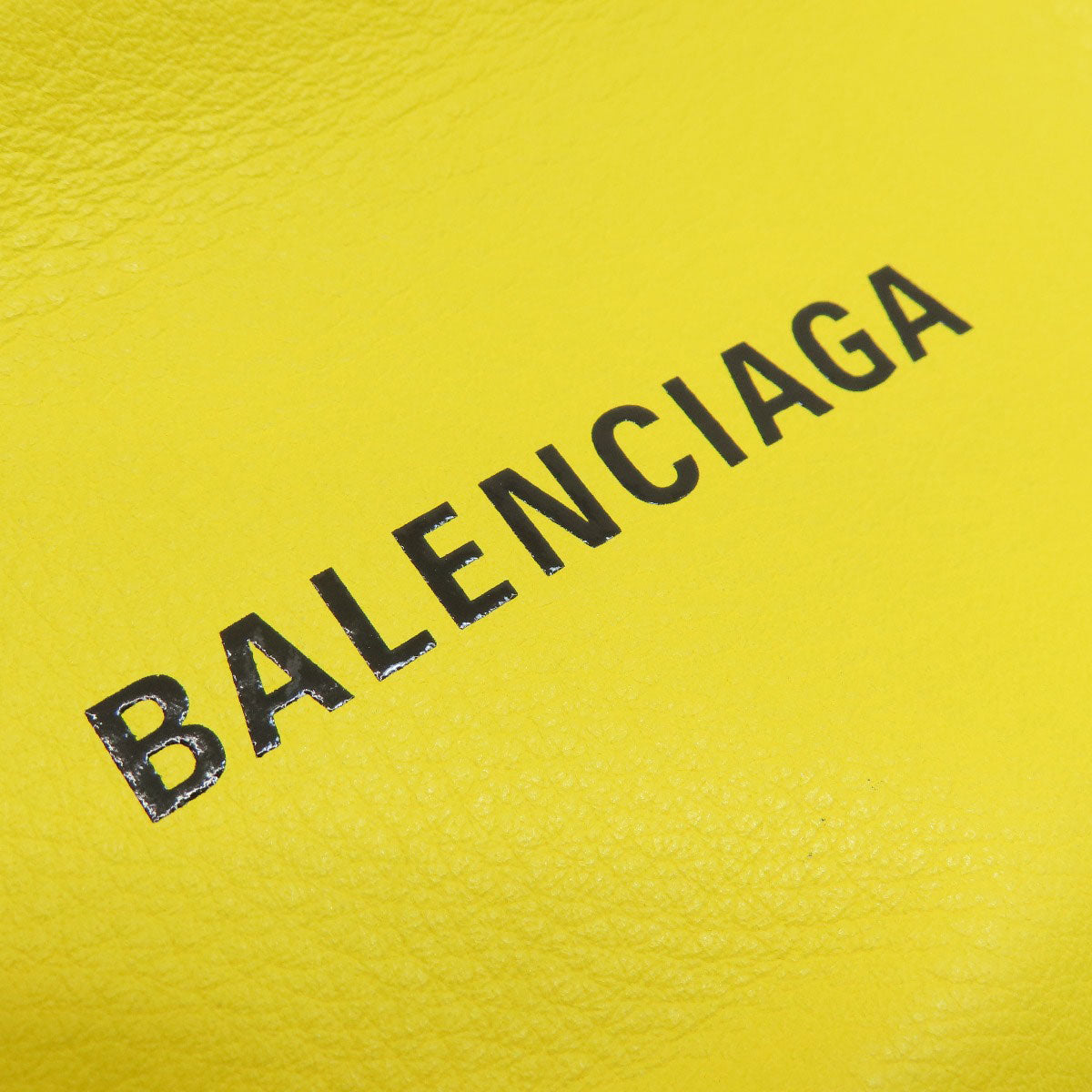 Balenciaga Shoulder Bag Leather Yellow Logo Women Used Authentic