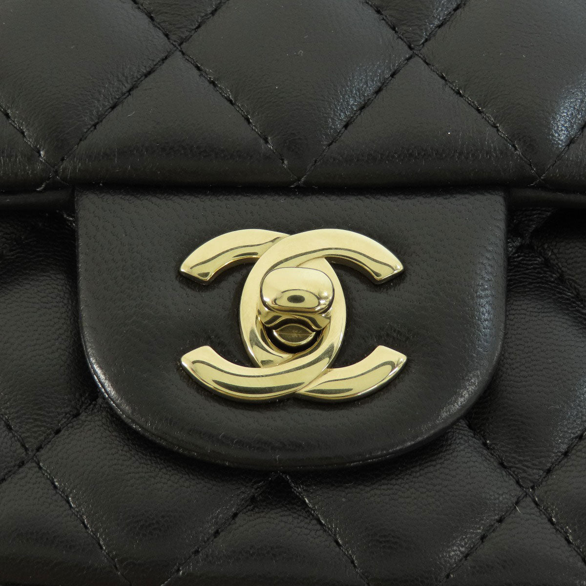 Chanel Shoulder Bag Lambskin Black Matelasse Gold Metal Women Used Authentic