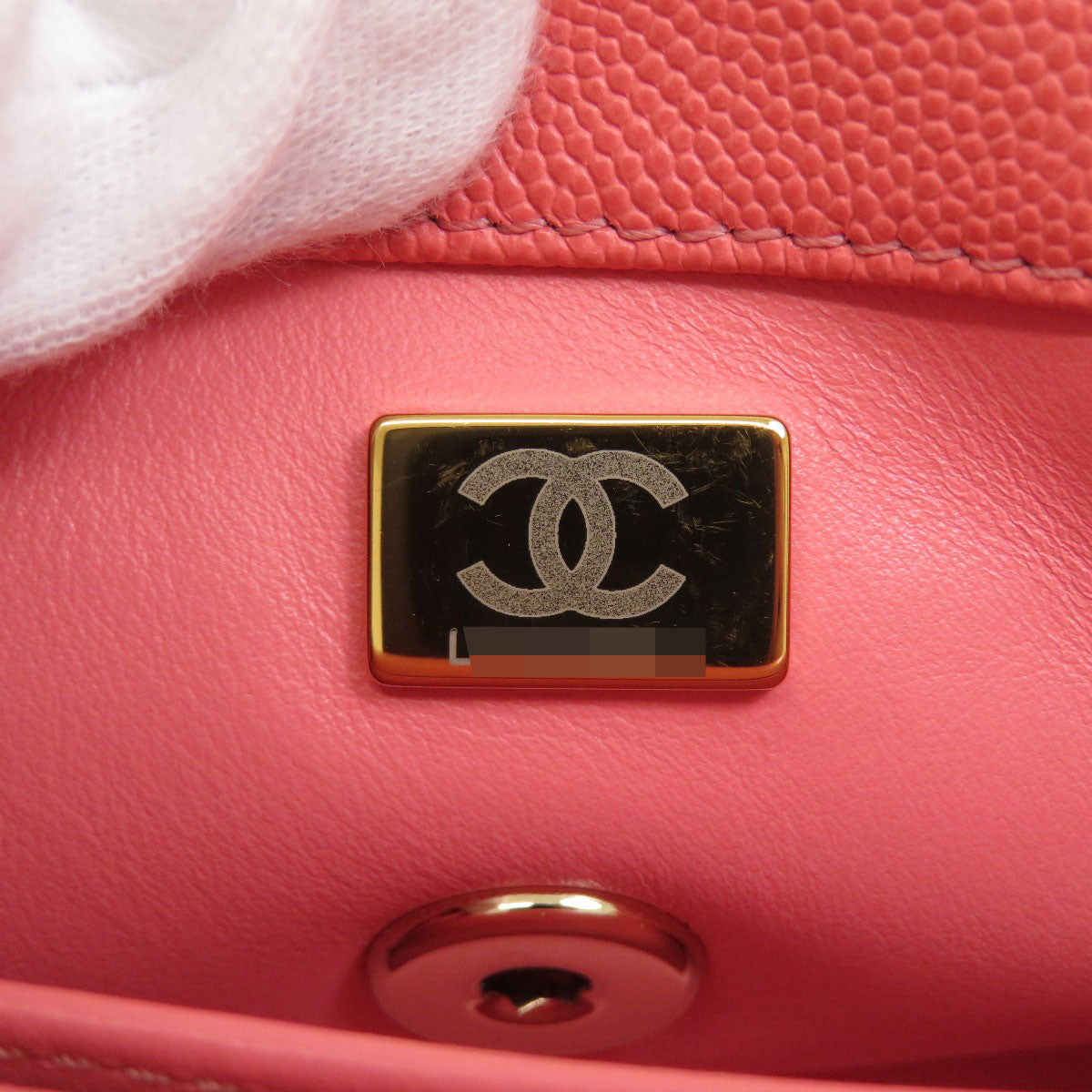 Chanel Handbag Caviar Skin Pink Matelasse Gold Metal 2 Way Women Used Authentic