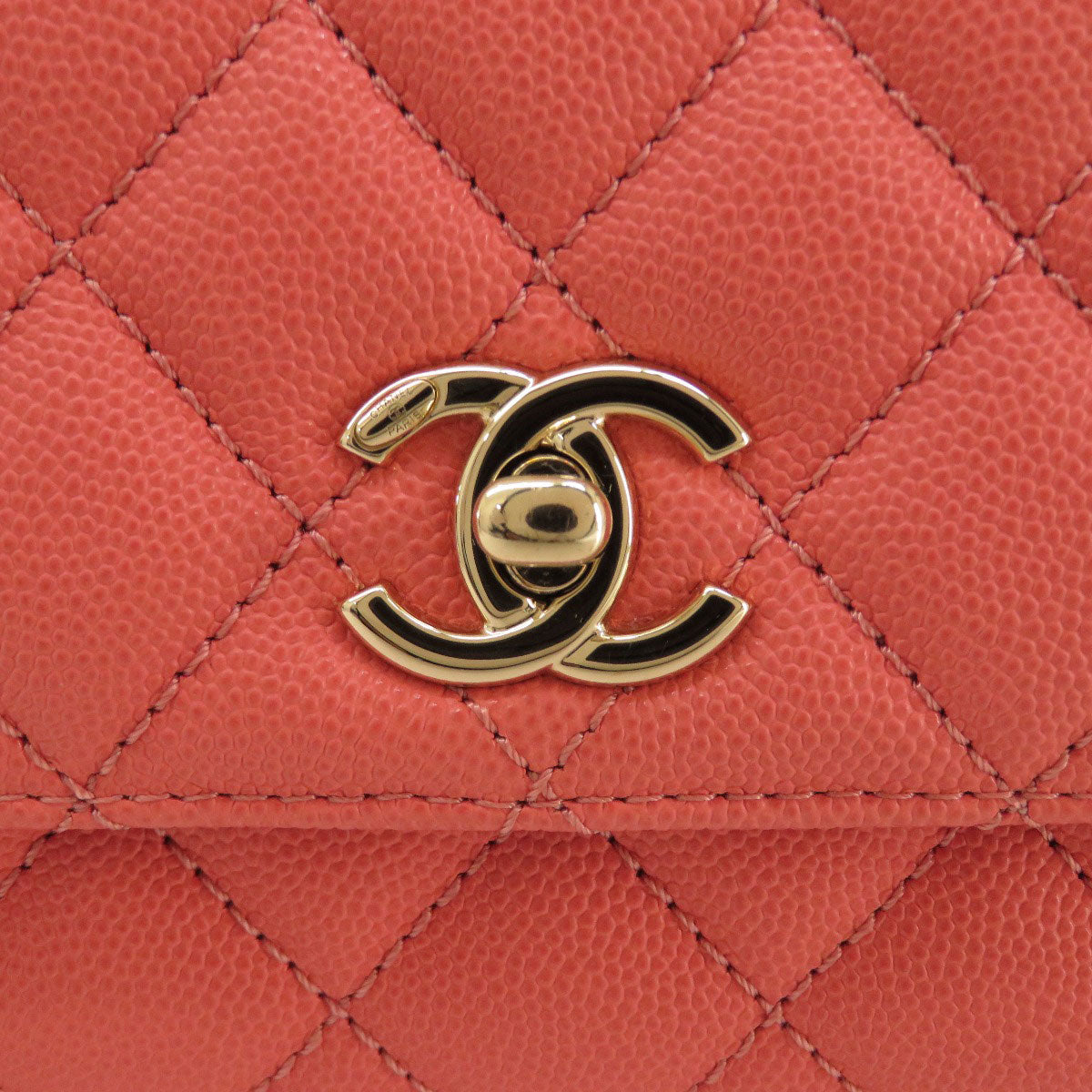 Chanel Handbag Caviar Skin Pink Matelasse Gold Metal 2 Way Women Used Authentic