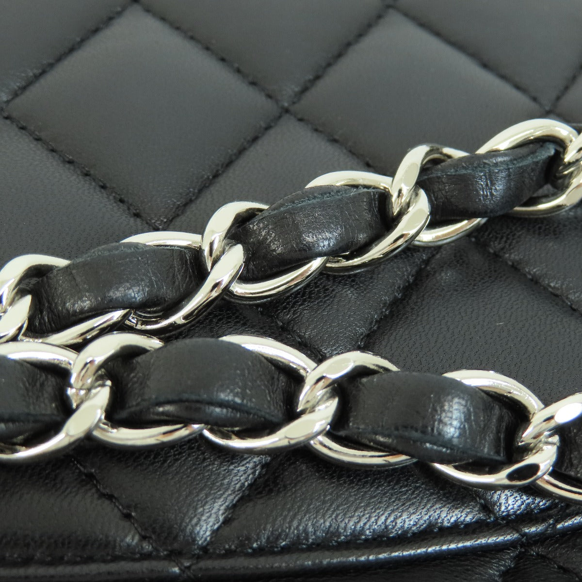 Chanel Shoulder Bag Lambskin Black Chain Shoulder Matelasse Silver Metal