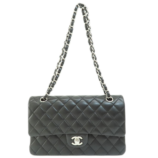 Chanel Shoulder Bag Lambskin Black Chain Shoulder Matelasse Silver Metal