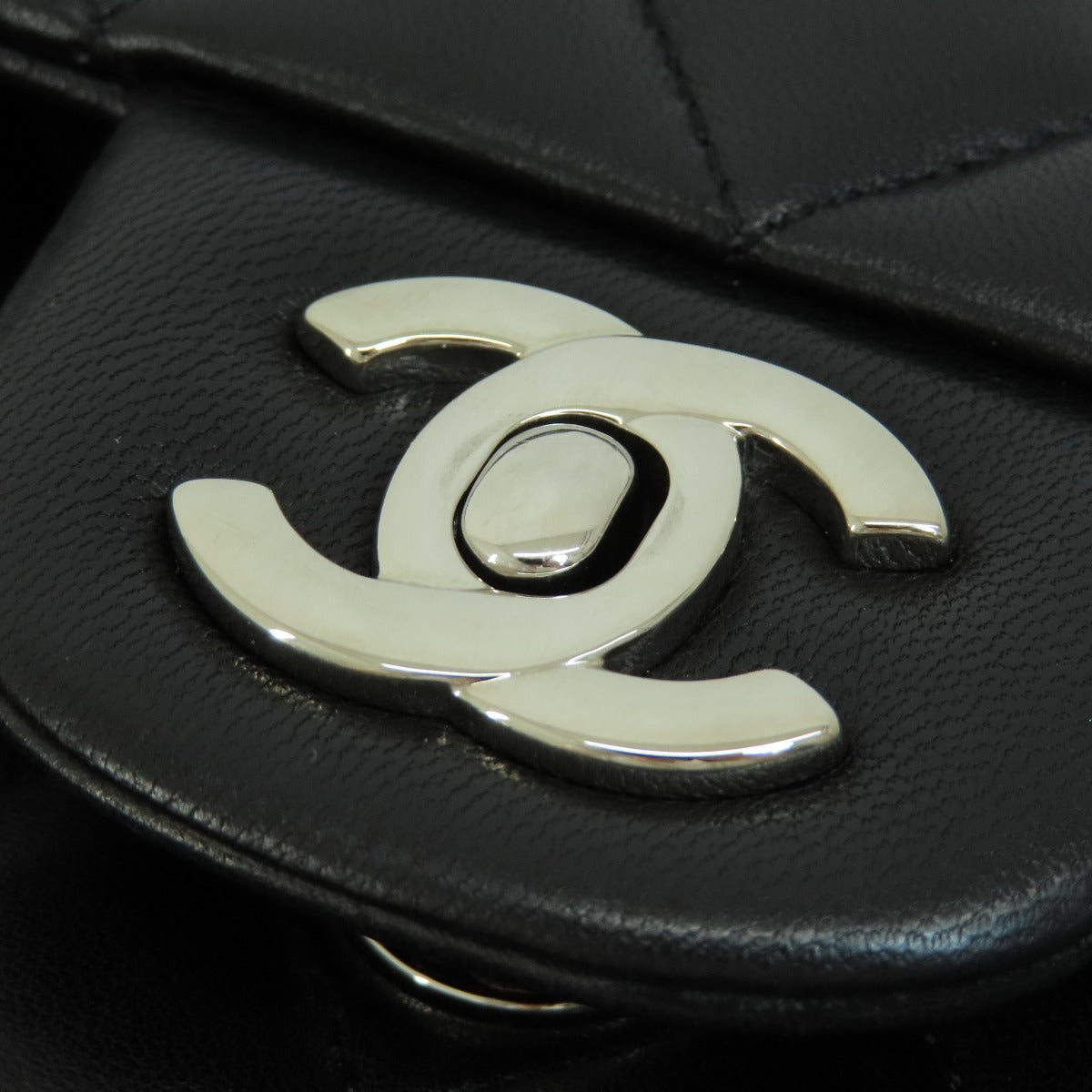 Chanel Shoulder Bag Lambskin Black Chain Shoulder Matelasse Silver Metal