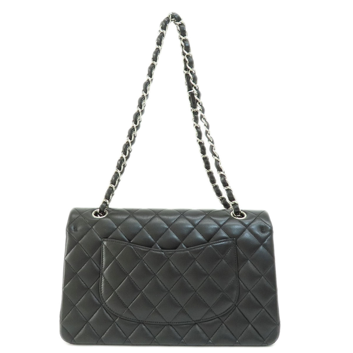 Chanel Shoulder Bag Lambskin Black Chain Shoulder Matelasse Silver Metal