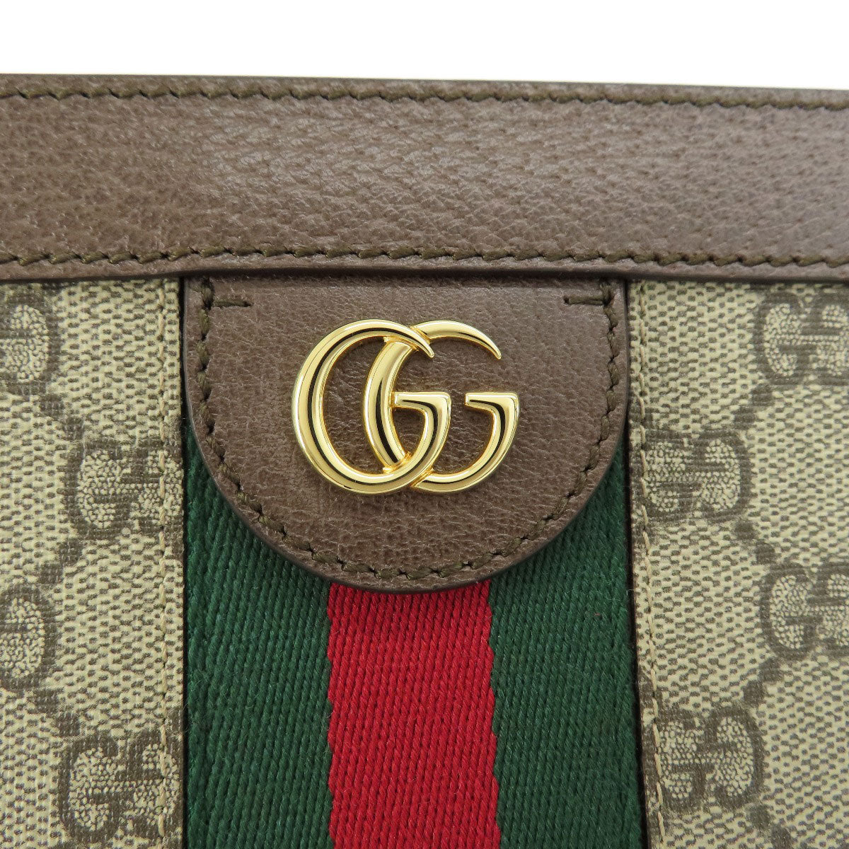 Gucci Shoulder Bag 503876 Pvc, Leather Brown Offdia Medium Gg Sherry Line Women Used Authentic