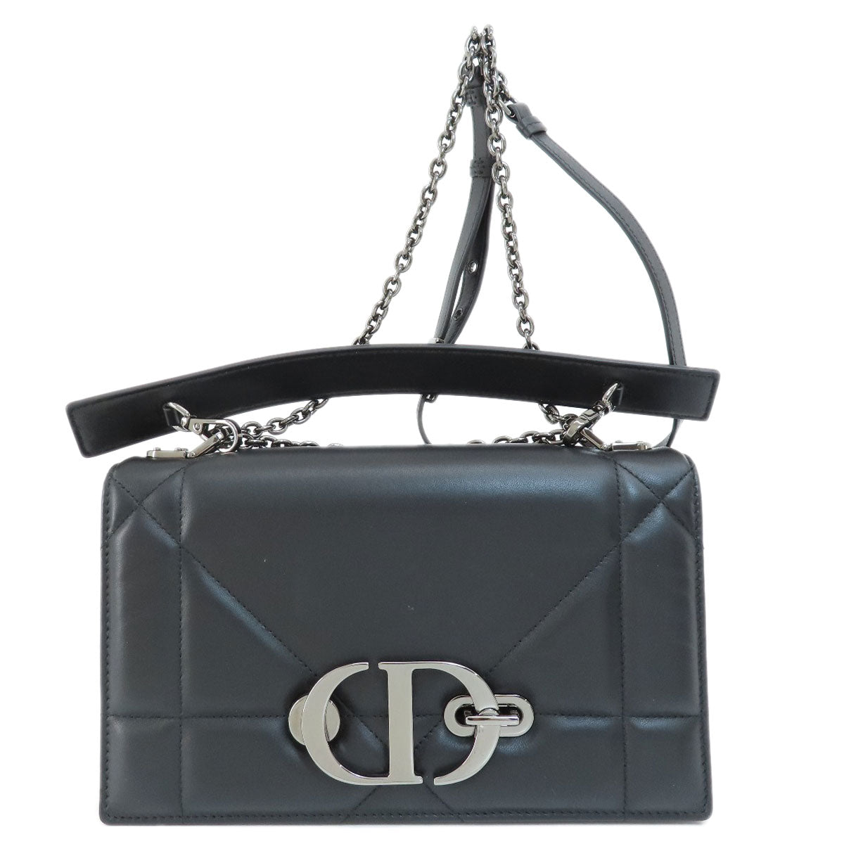 Christian Dior Shoulder Bag Calfskin Black Logo 2 Way