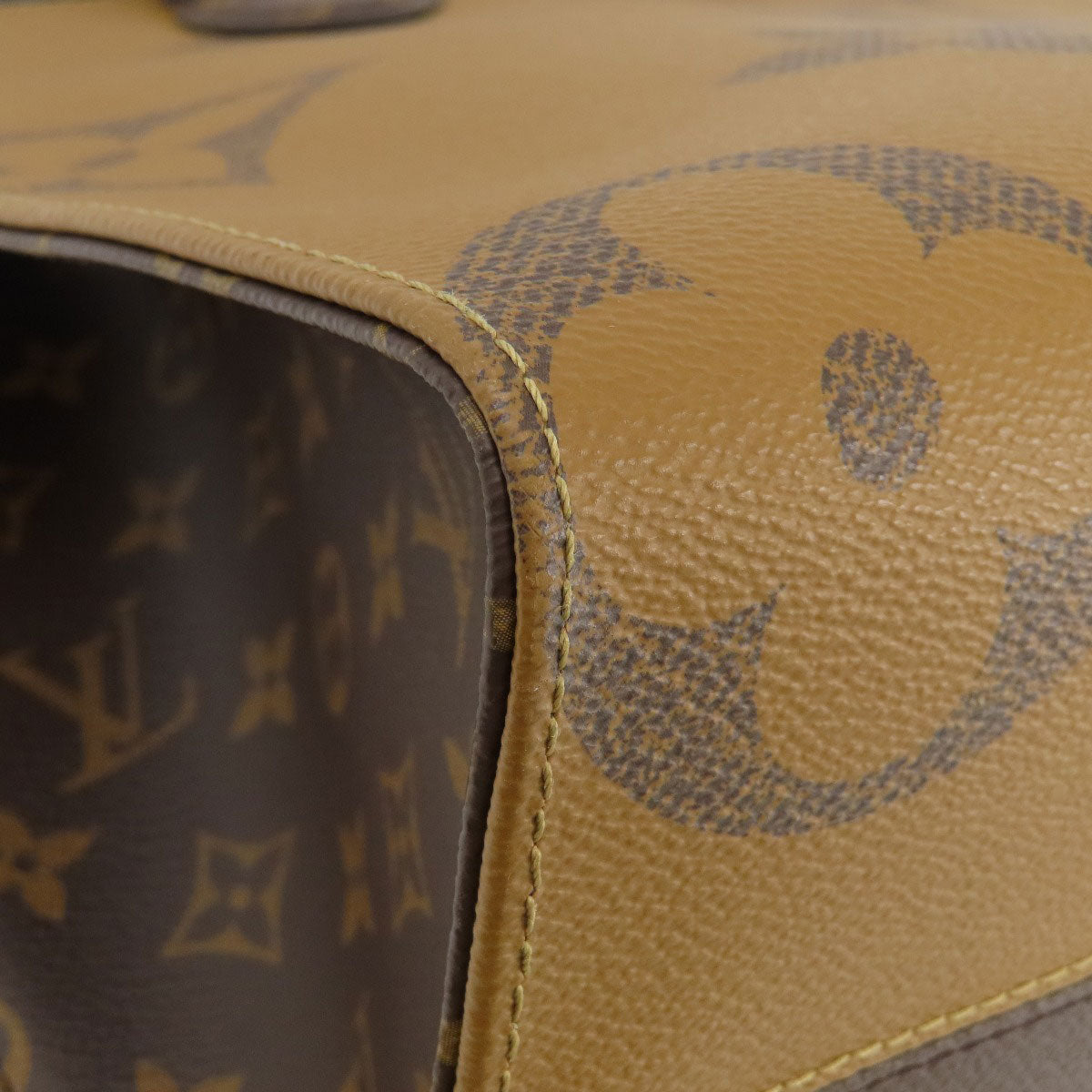 Louis Vuitton Tote Bag M45321 Monogram Reverse Brown On The Go Mm Monogram Giant Women Used Authentic