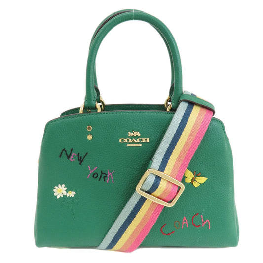 Coach Handbag C8364 Leather Green Mini Lily Women Used Authentic