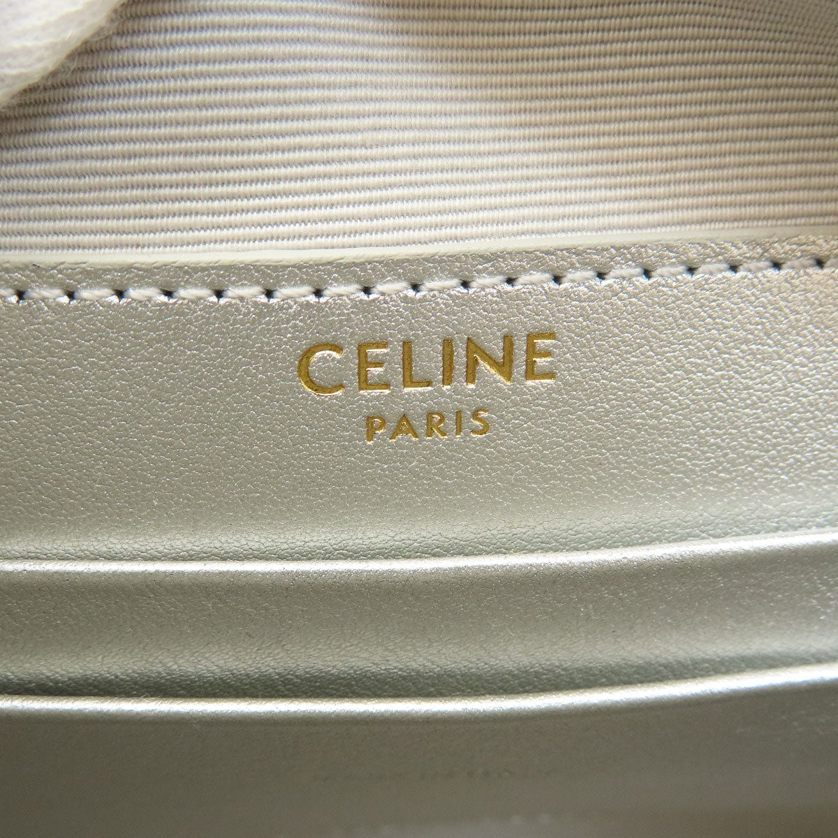 Celine Shoulder Bag Leather Silver Long Shoulder