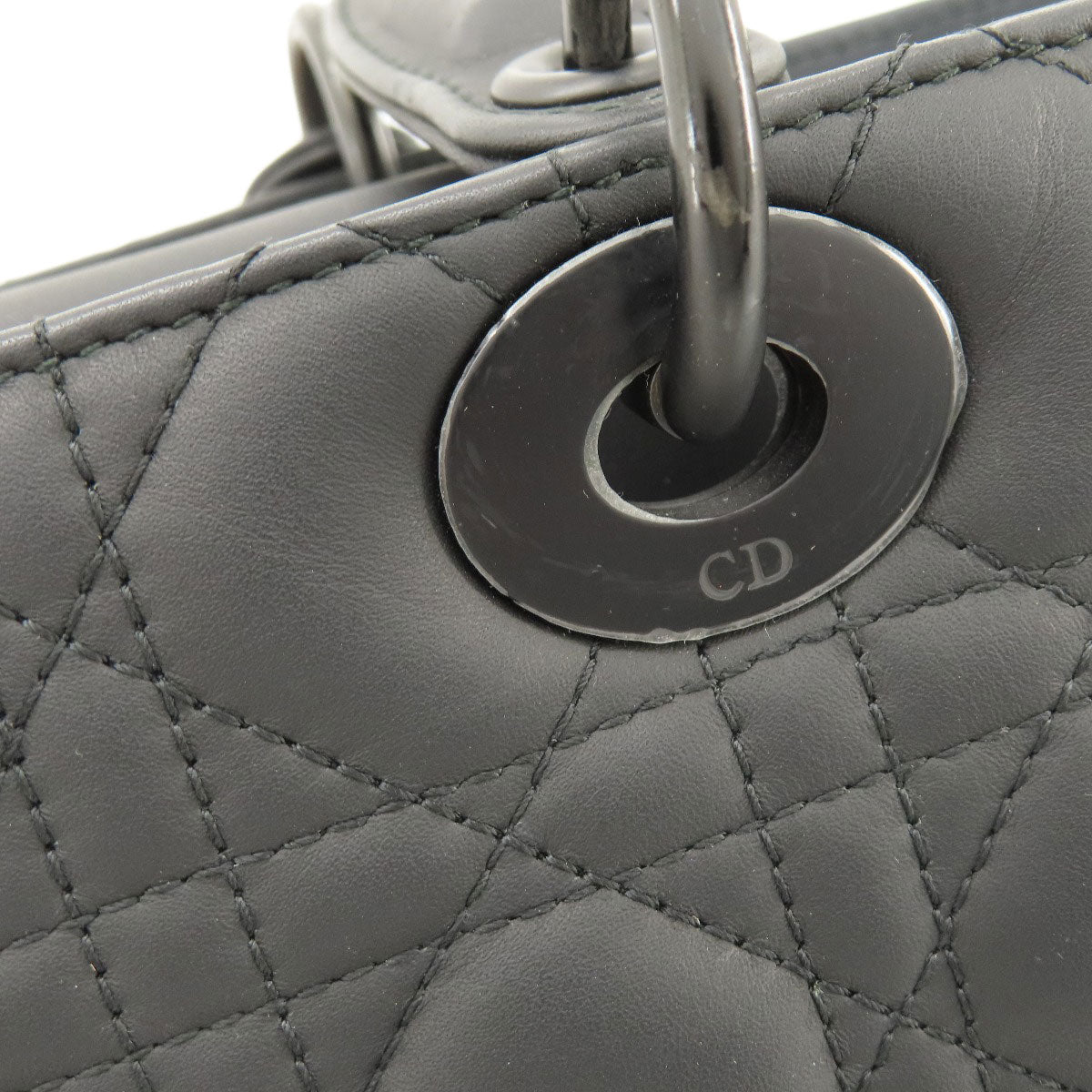 Christian Dior Handbag Calfskin Black Lady Dior 2 Way