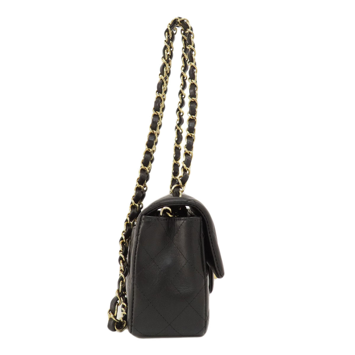 Chanel Shoulder Bag Lambskin Black Chain Shoulder Matelasse Gold Metal