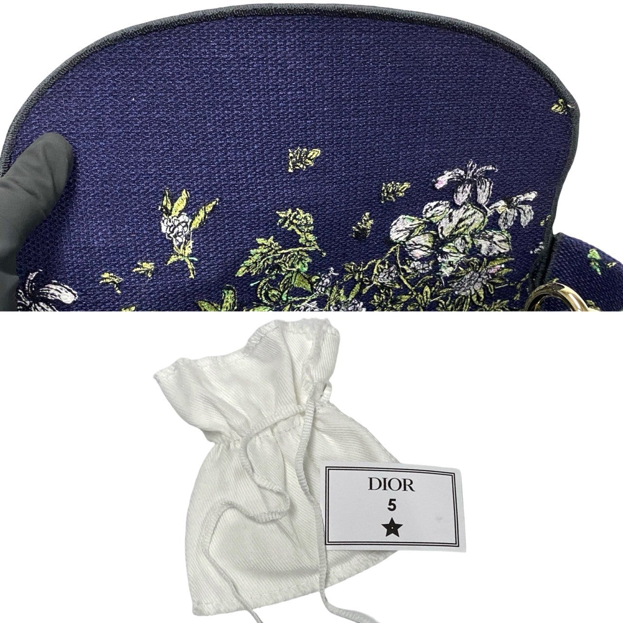 Dior Shoulder Bag Canvas Blue Canage Lady Dior Women Used Authentic