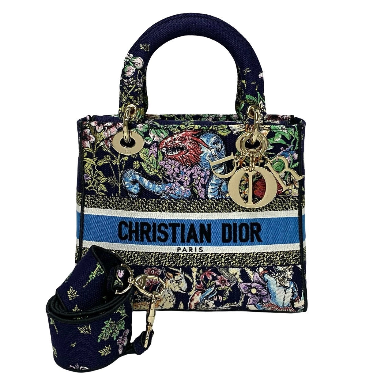 Dior Shoulder Bag Canvas Blue Canage Lady Dior Women Used Authentic