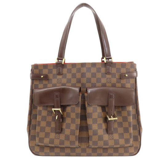 Louis Vuitton Tote Bag N51128 Damier Canvas Brown Uzes Damier Ebene Women Used Authentic