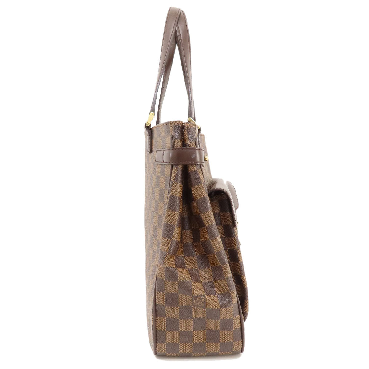 Louis Vuitton Tote Bag N51128 Damier Canvas Brown Uzes Damier Ebene Women Used Authentic