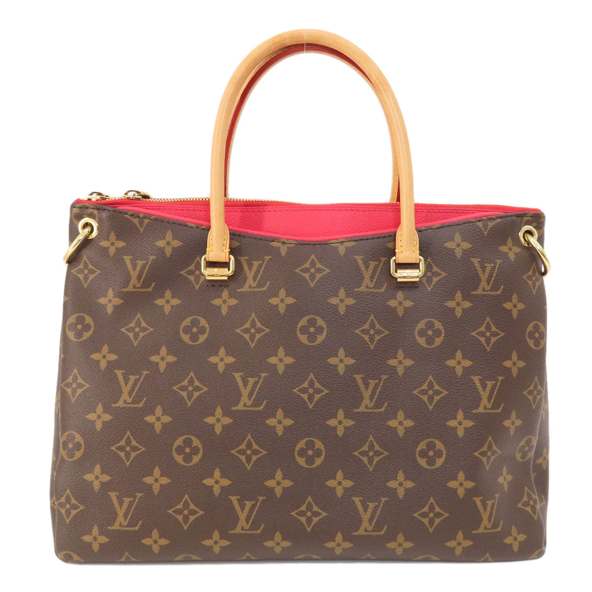 Louis Vuitton Tote Bag M41175 Monogram Canvas Brown Pallas Monog Lamb Women Used Authentic