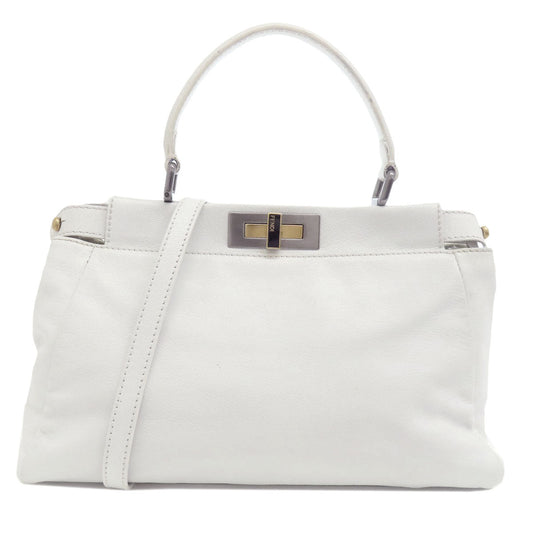 Fendi Handbag Calfskin White Peekaboo 2 Way