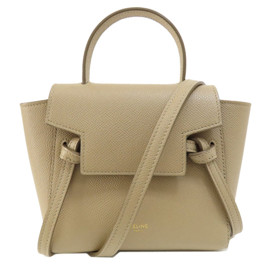 Celine Handbag Calfskin Beige Nano Belt Bag 2 Way