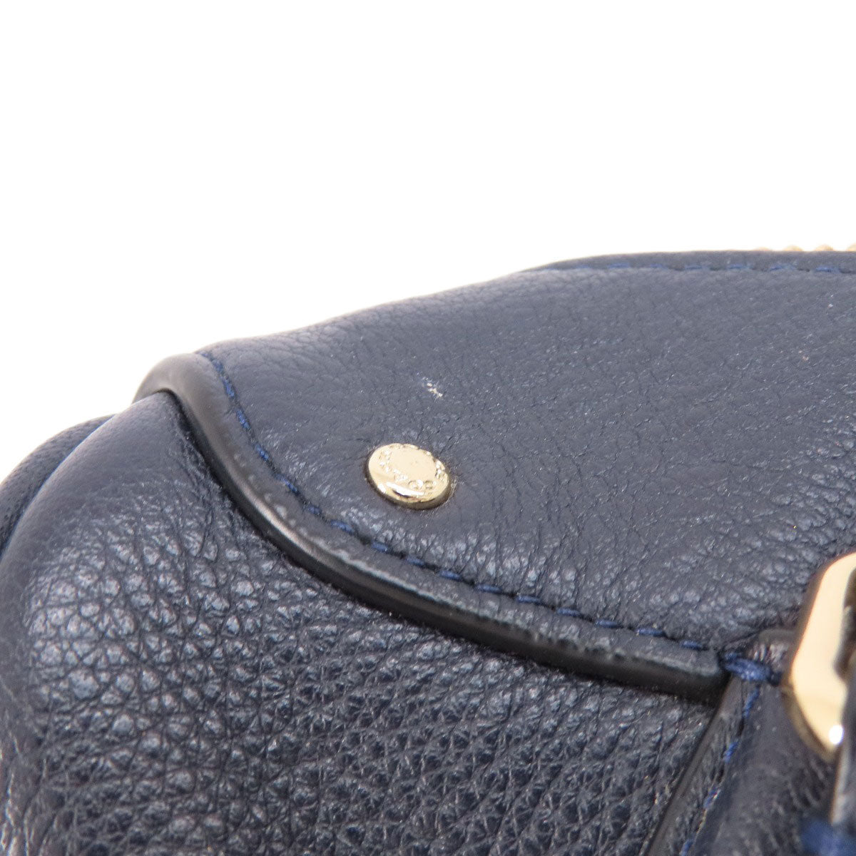 Coach Handbag F36677 Leather Navy 2 Way Women Used Authentic