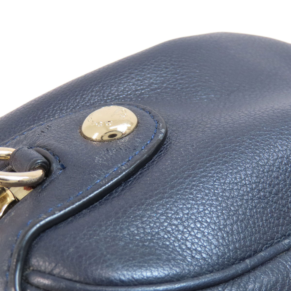 Coach Handbag F36677 Leather Navy 2 Way Women Used Authentic